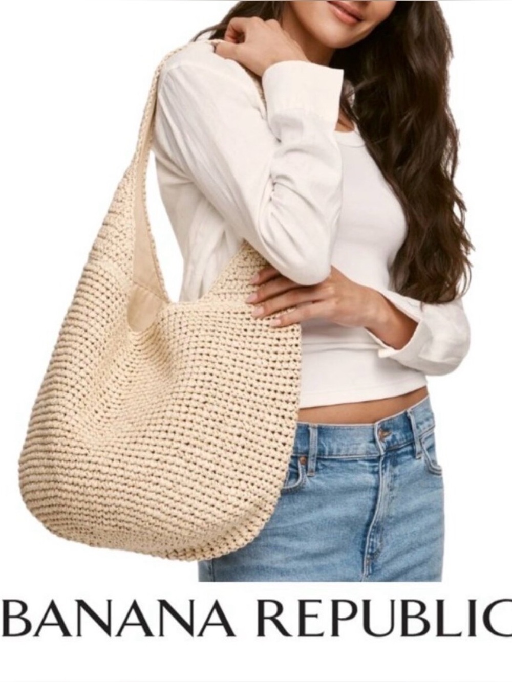 Banana Republic Raffia Tote Bag